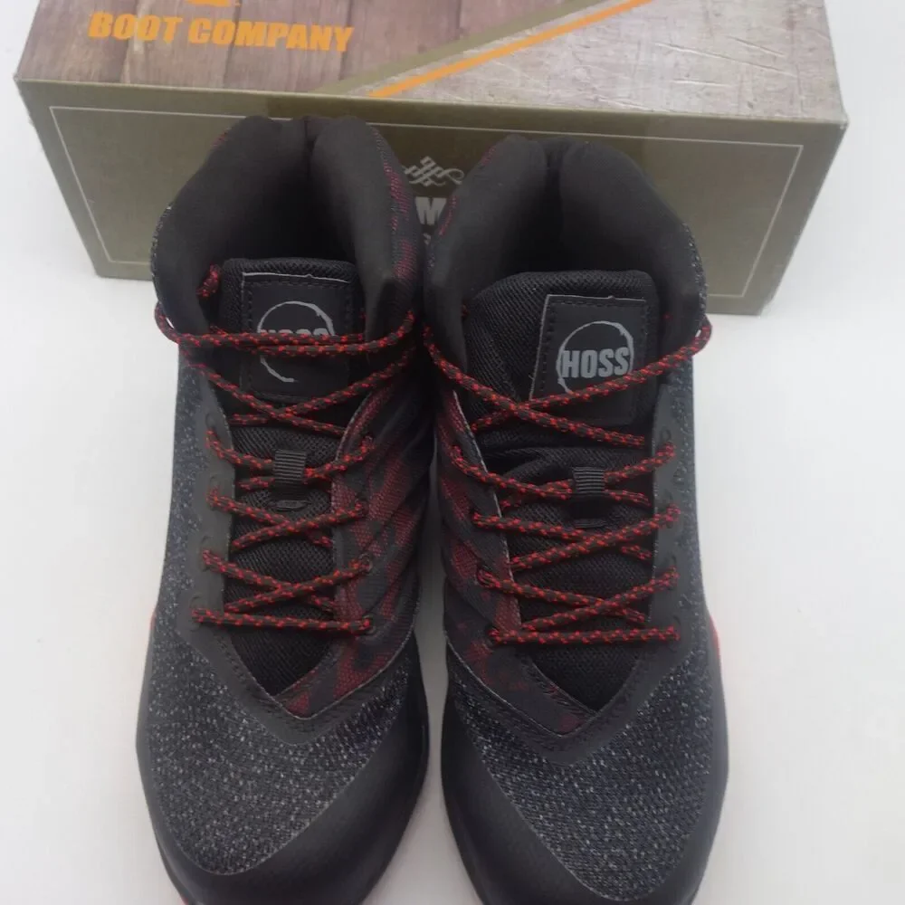 NEW Hoss Boots Rim Fly Black Red High Top Composite Toe Slip Resistant Men's 8.5